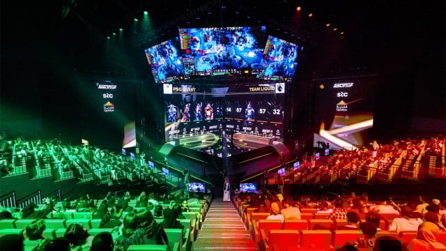 The crowd cheers at the Riyadh Masters during the 2024 Esports World Cup.